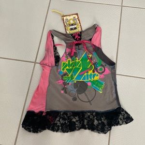 Vintage Styles Ever After handmade concert tee Lace vest OS
